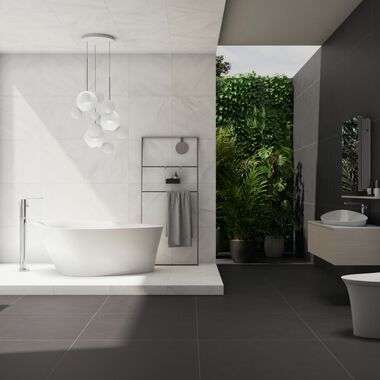 Ba&ntilde;o Concrete Rectificado Blanco con Negro