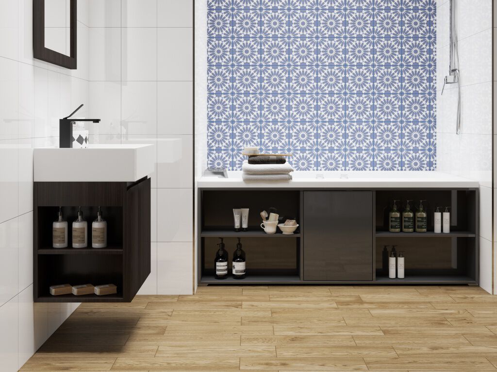 Ba&ntilde;o Lugano Azul, Blanco y Caf&eacute;,,hi-res