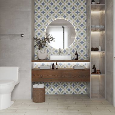 Ba&ntilde;o Bloom Azul con Gris