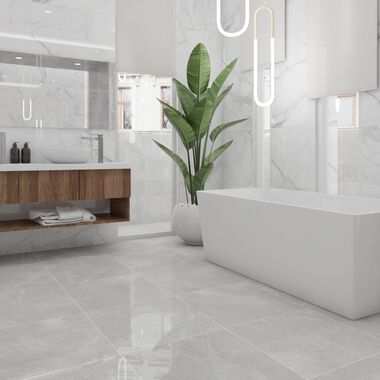 Ba&ntilde;o Pokhara Blanco con Gris