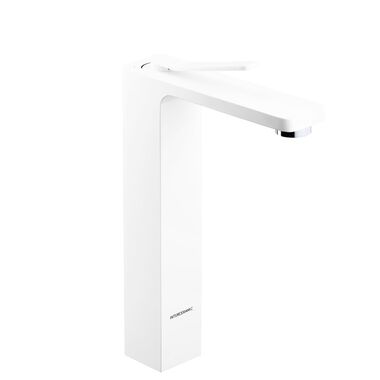 Llave monomando alta para lavabo l&iacute;nea Siena en blanco mate