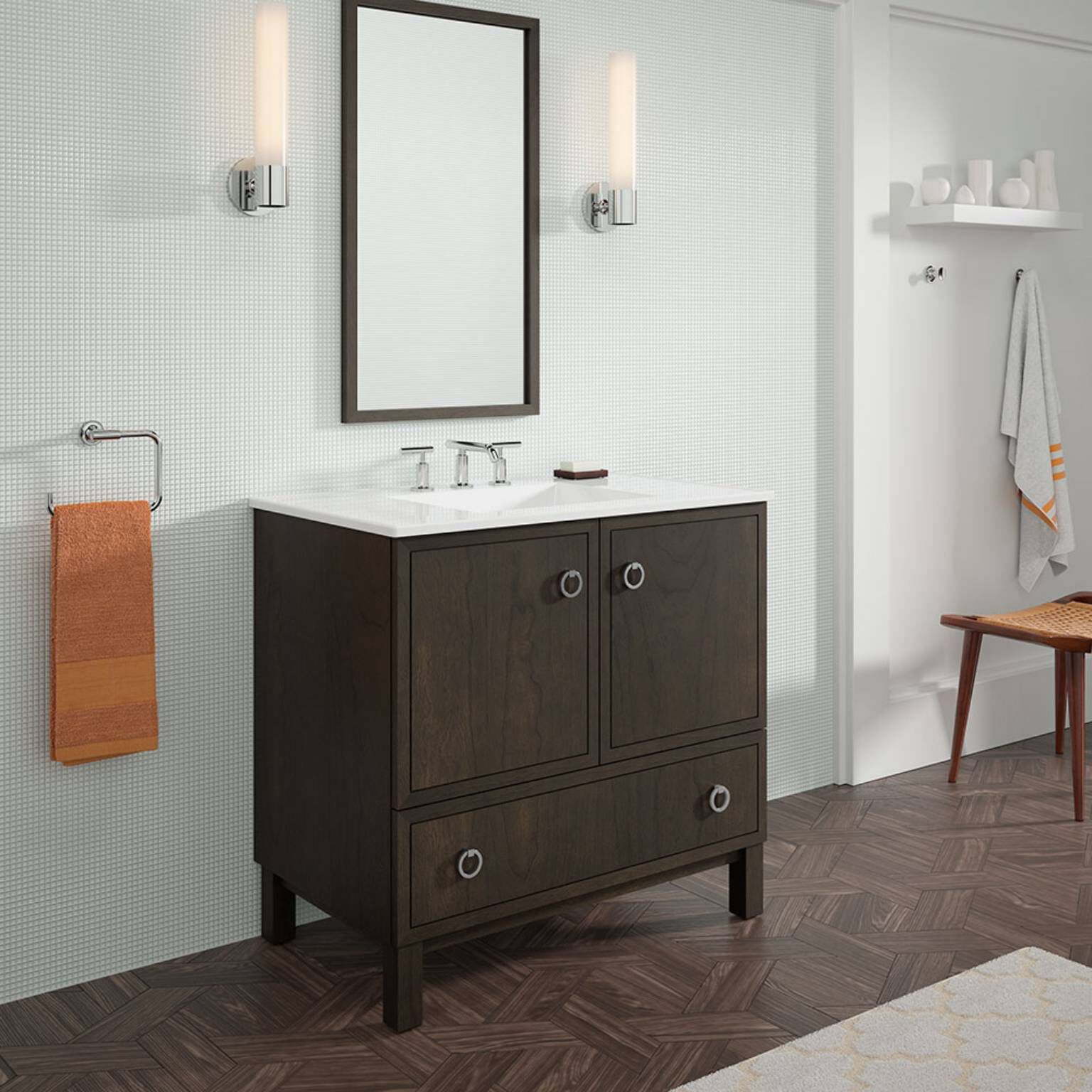 Vanity Jacquard para cuarto de ba&ntilde;o gris,,hi-res image number null