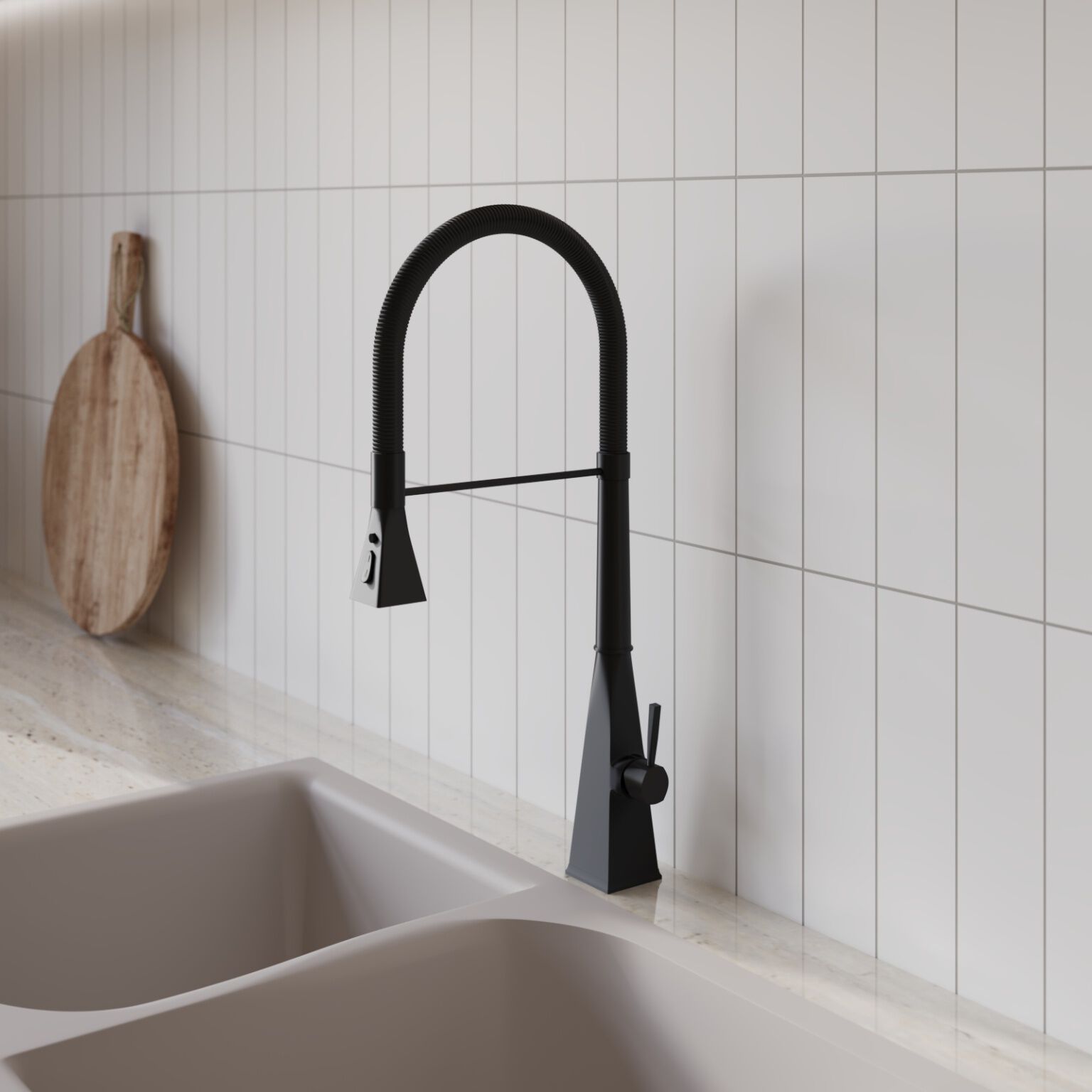Llave monomando para cocina l&iacute;nea Essen Square&reg; en negro mate,,hi-res image number null