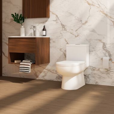 Ba&ntilde;o Lux Marble Blanco con Caf&eacute;
