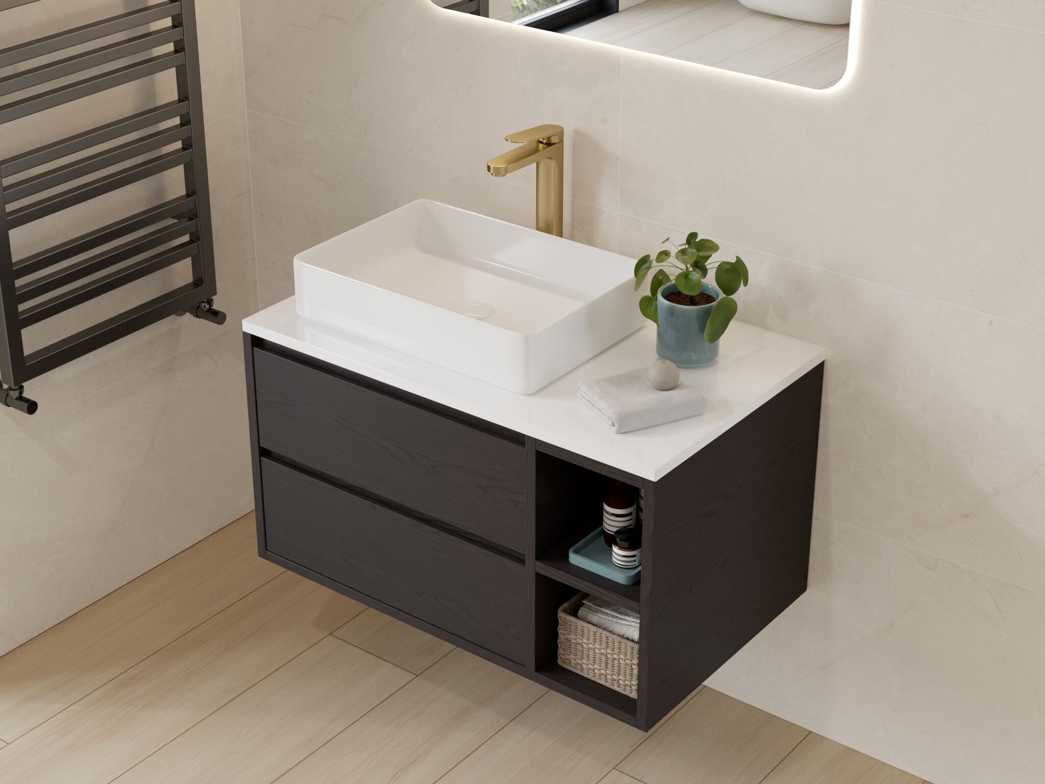 Llave Monomando Alta Para Lavabo L&iacute;nea Praga En Dorado Satinado,,hi-res image number null