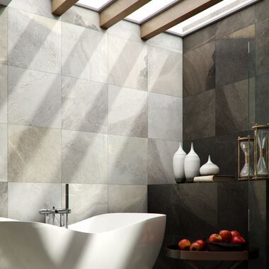 Ba&ntilde;o Strata Gris con Negro