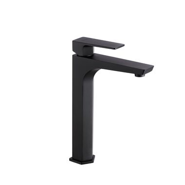 Llave Monomando Alta Para Lavabo L&iacute;nea Dessau En Negro Mate