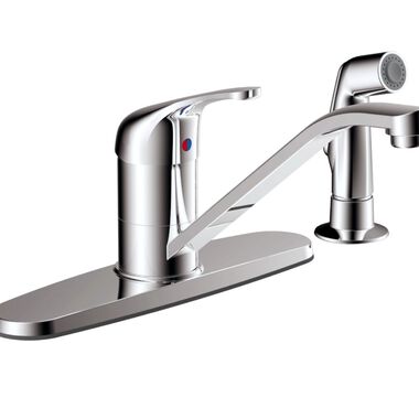 Llave monomando con rociador para cocina l&iacute;nea Austin en cromo pulido