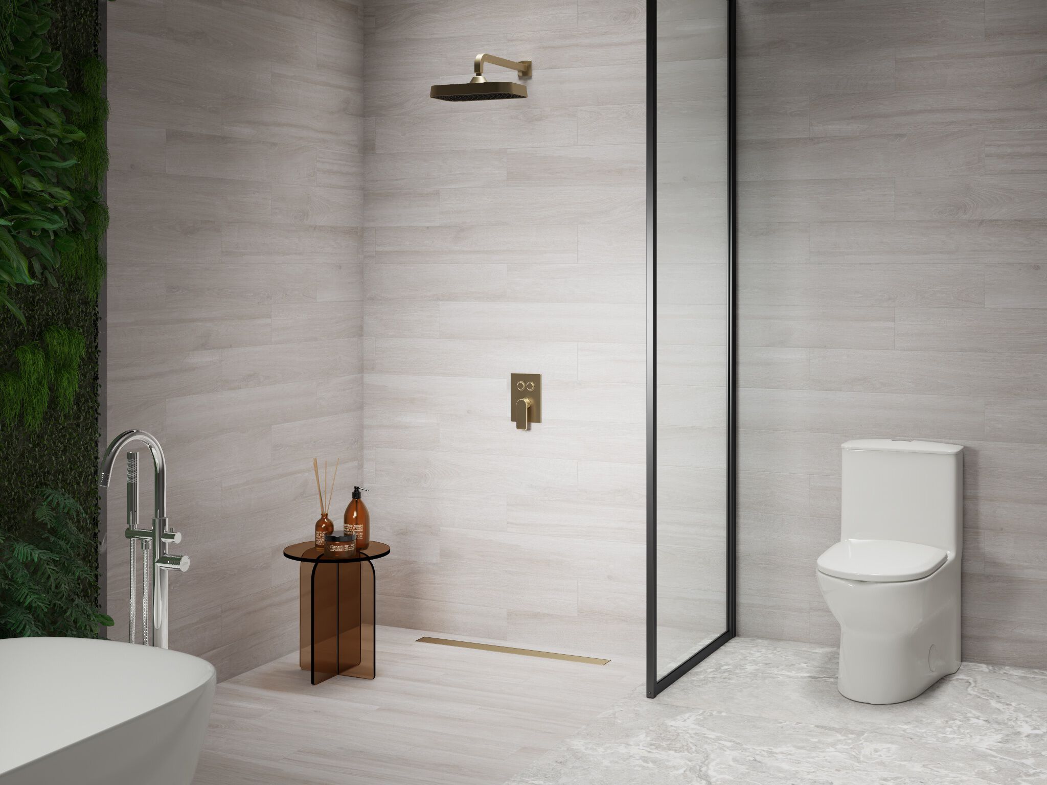 Coladera Universal Rectangular De Acero Inoxidable 8X80Cm Dorado Satinado,,hi-res image number null