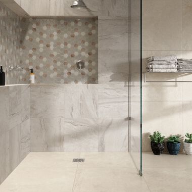 Ba&ntilde;o Pietra Cristal Blanco con Caf&eacute;