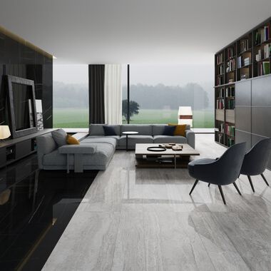Sala Marble Slab Gris con Negro