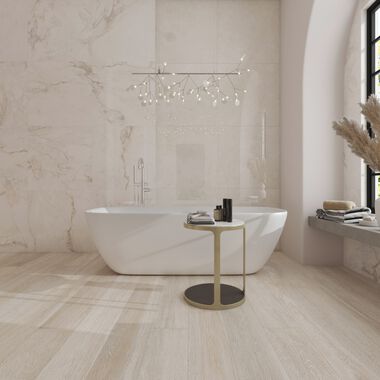 Ba&ntilde;o Samsara Beige, Blanco y Caf&eacute;