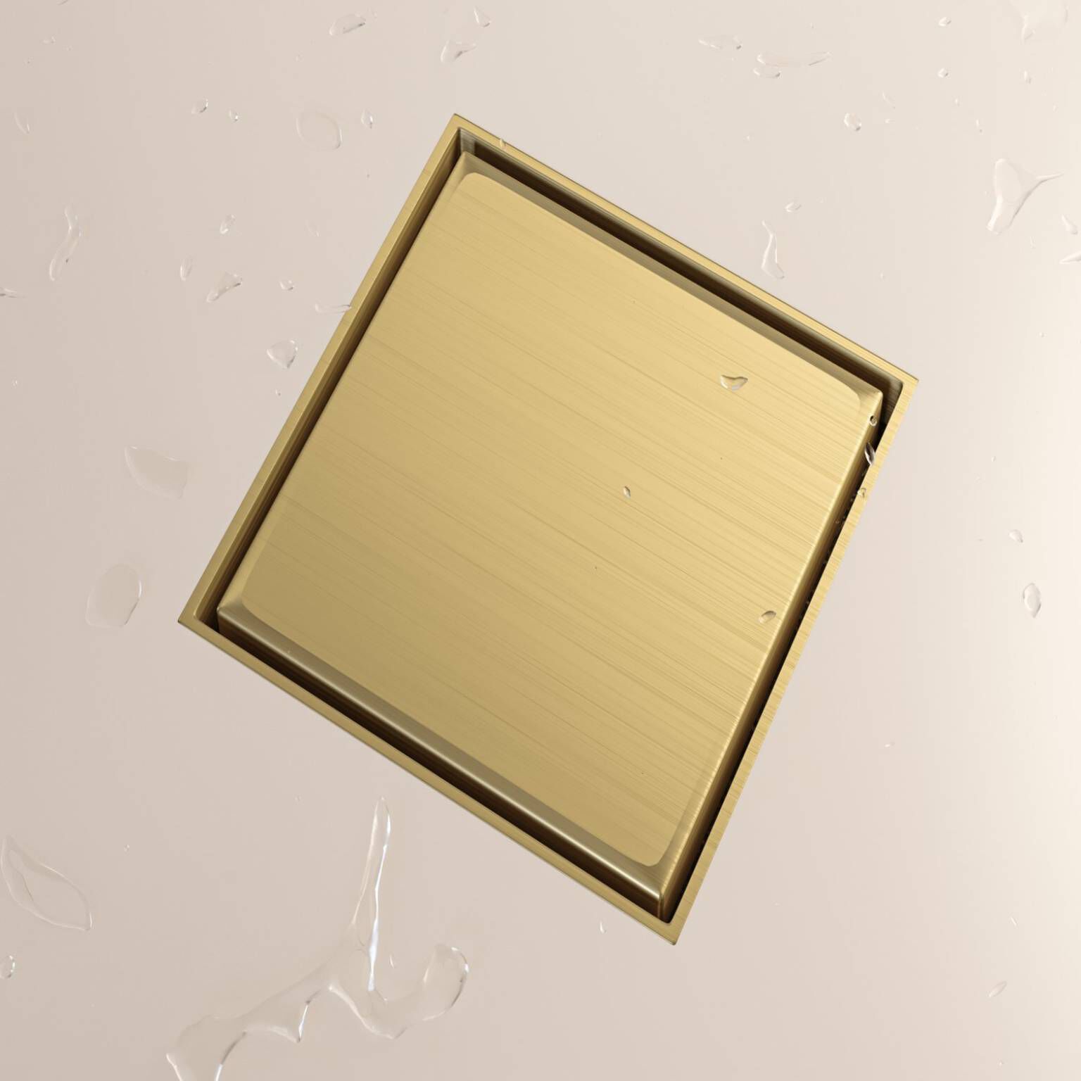 Coladera universal cuadrada para inserto cer&aacute;mico 10 x 10 cm dorado satinado,,hi-res image number null