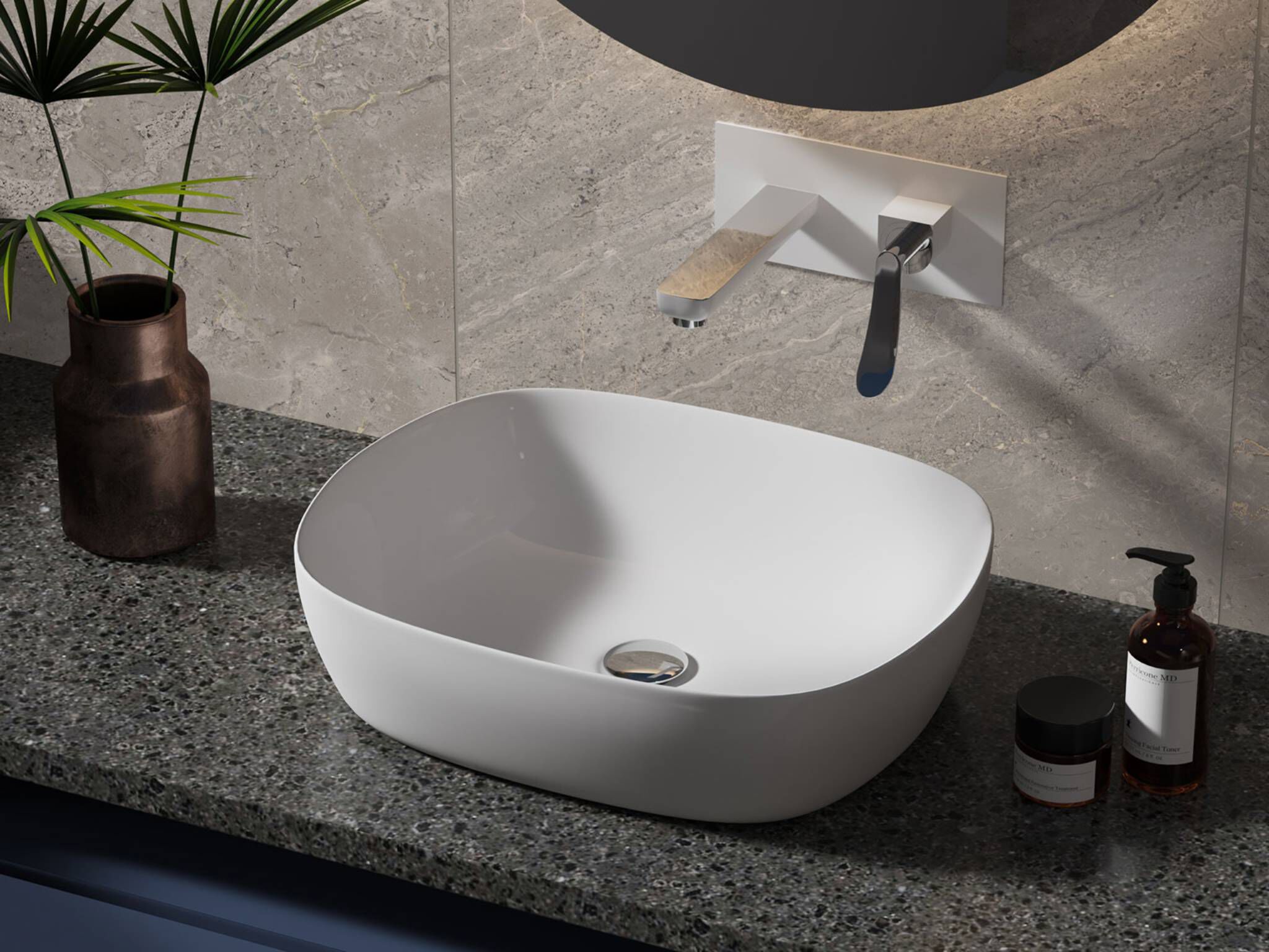 Llave de muro para lavabo l&iacute;nea Dubl&iacute;n&reg; en cromo pulido blanco,,hi-res image number null