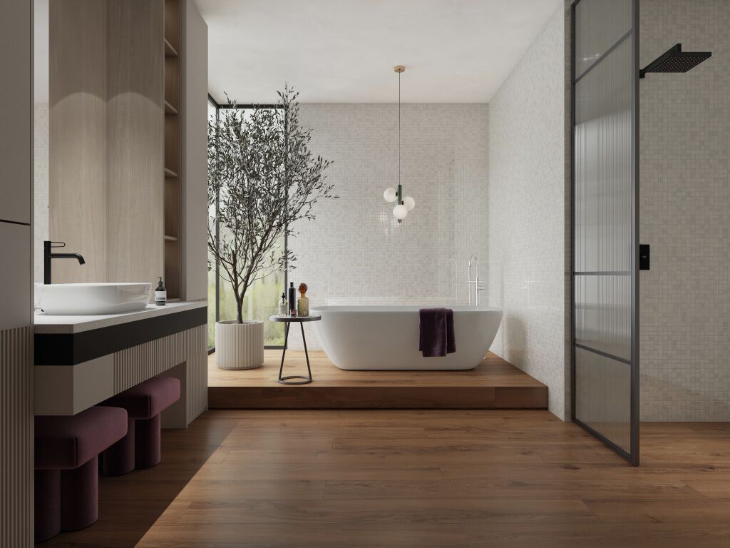 Ba&ntilde;o Endless Mosaics Blanco con Caf&eacute;,,hi-res