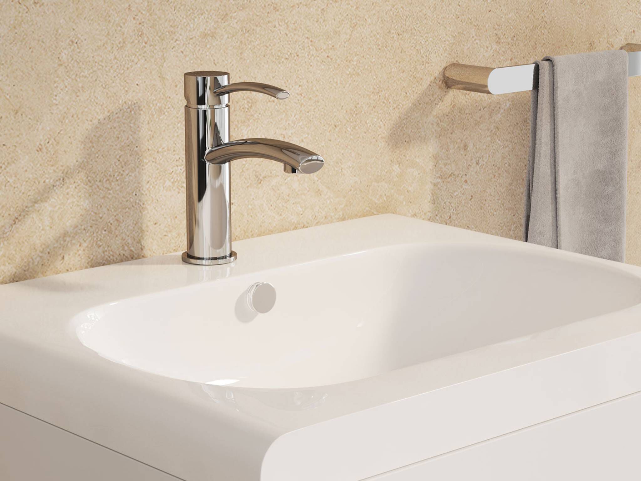 Llave monomando baja para lavabo l&iacute;nea Ribbon&reg; en cromo pulido,,hi-res image number null