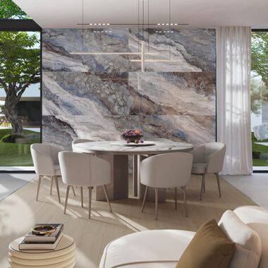 Comedor Lux Marble Azul, Beige y Blanco