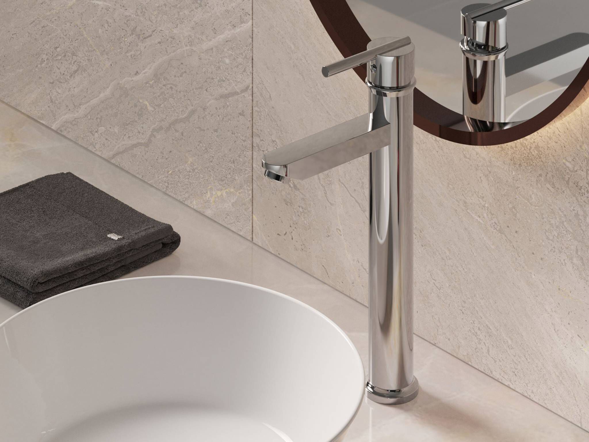 Llave monomando alta para lavabo l&iacute;nea Oslo&reg; en cromo pulido,,hi-res image number null