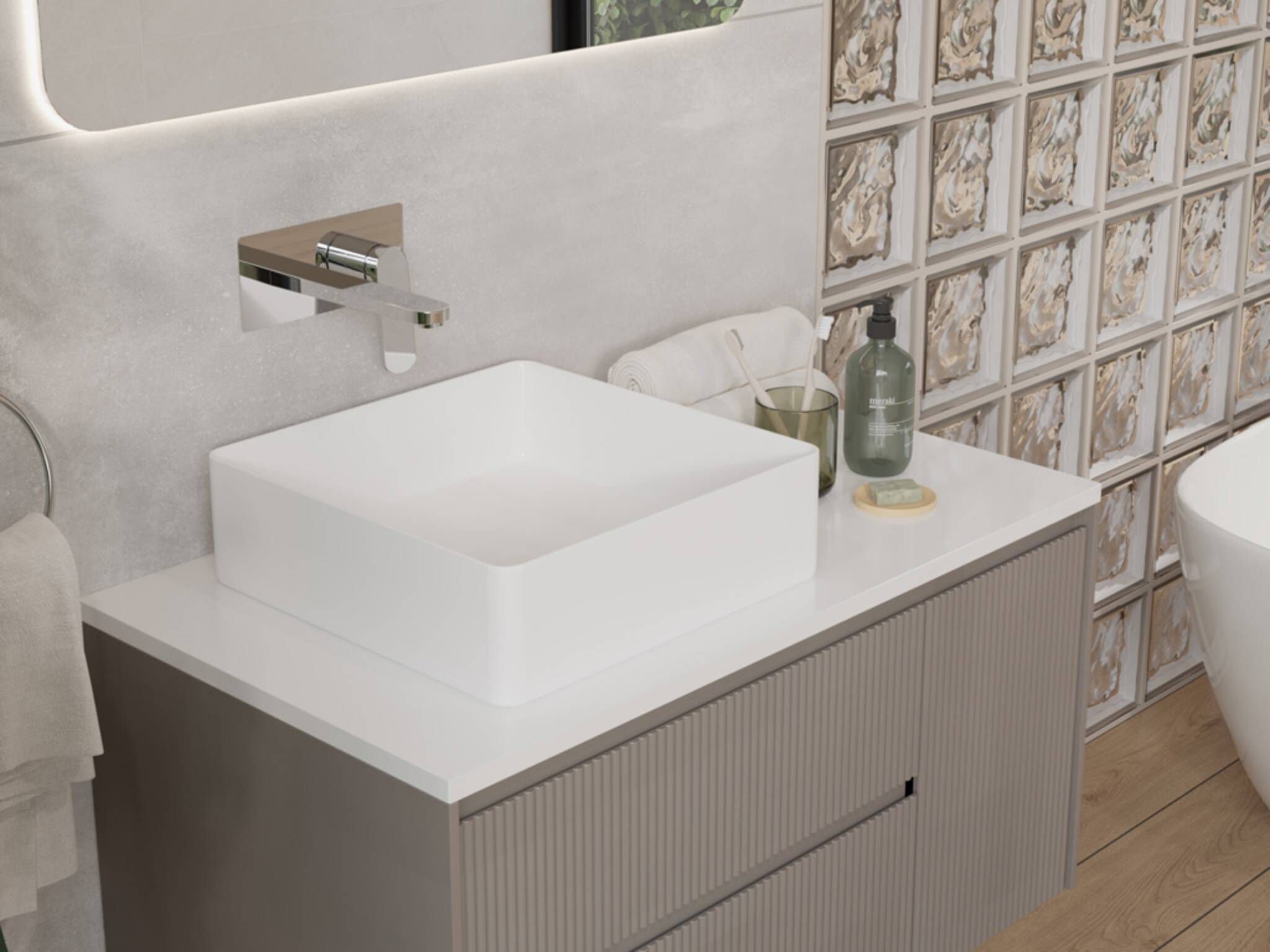 Lavabo de sobrecubierta l&iacute;nea Burdeos&reg; en blanco mate,,hi-res image number null