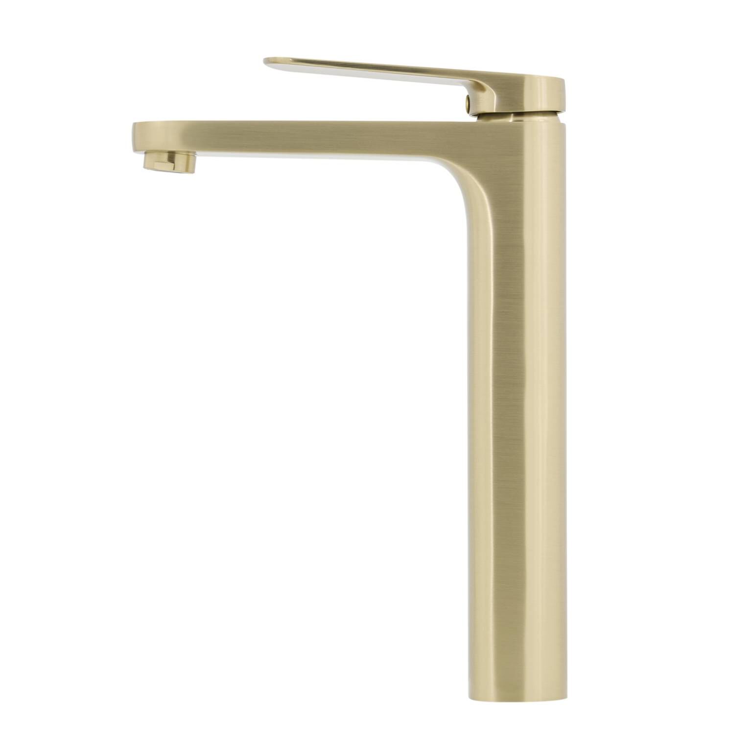 Llave monomando alta para lavabo l&iacute;nea Praga en dorado satinado,,hi-res image number null