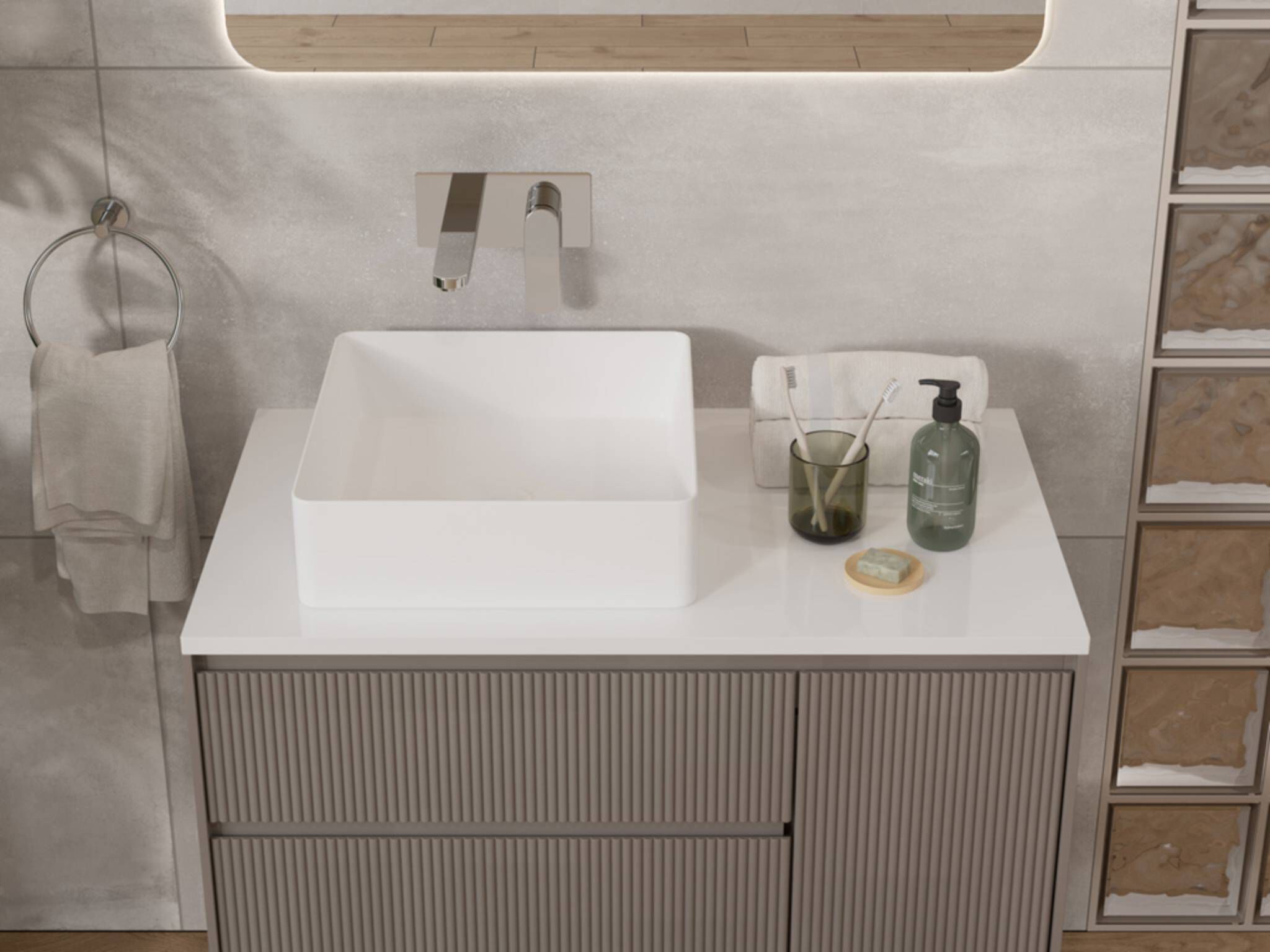 Lavabo de sobrecubierta l&iacute;nea Burdeos&reg; en blanco mate,,hi-res image number null