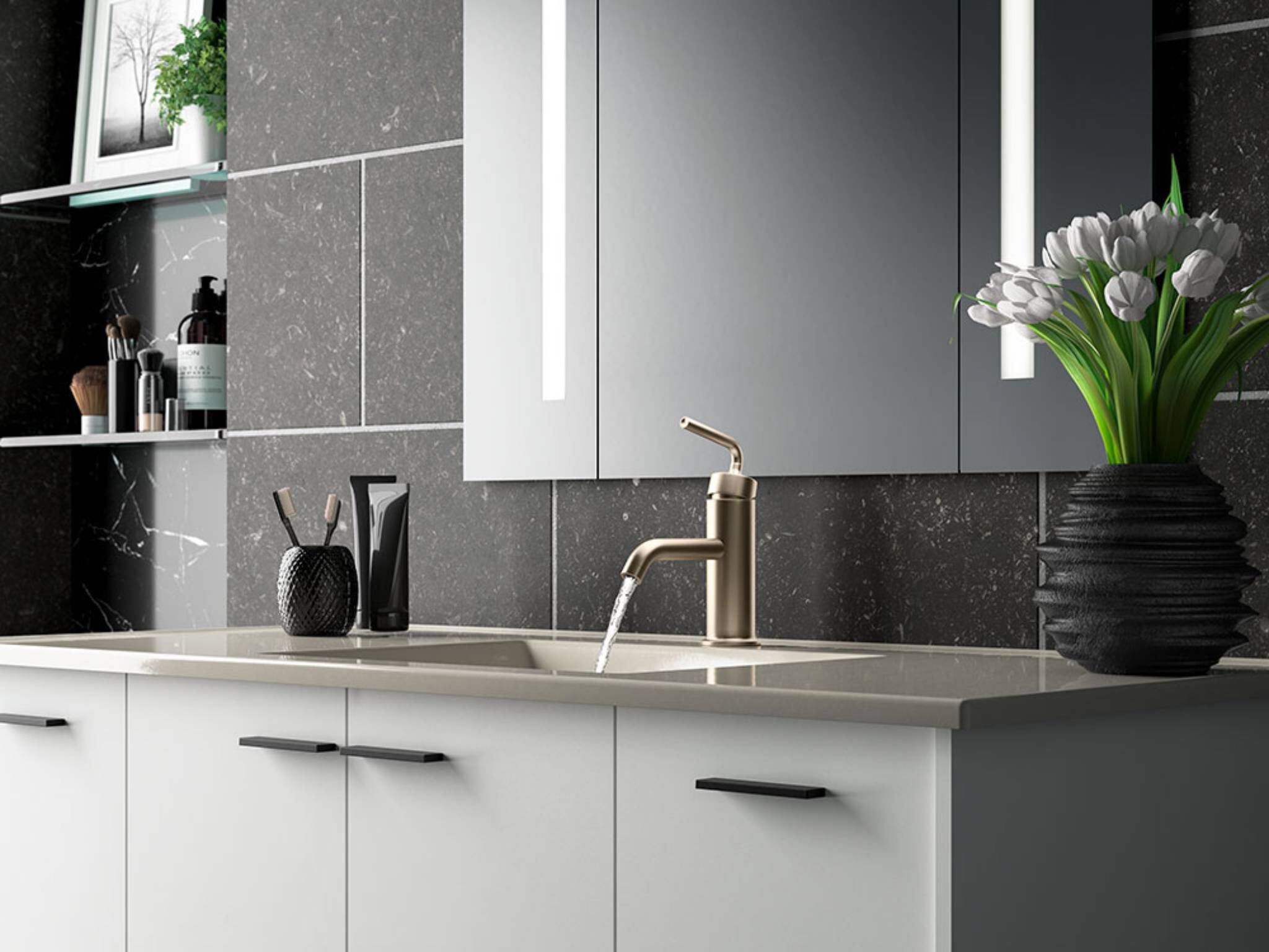 Llave monomando baja l&iacute;nea Purist en bronce,,hi-res image number null