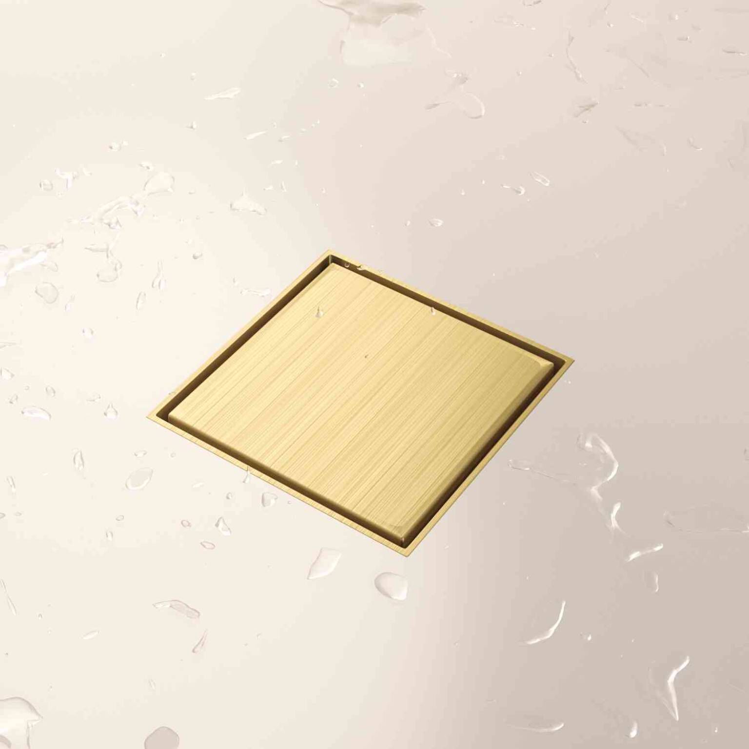 Coladera universal cuadrada para inserto cer&aacute;mico 10 x 10 cm dorado satinado,,hi-res image number null