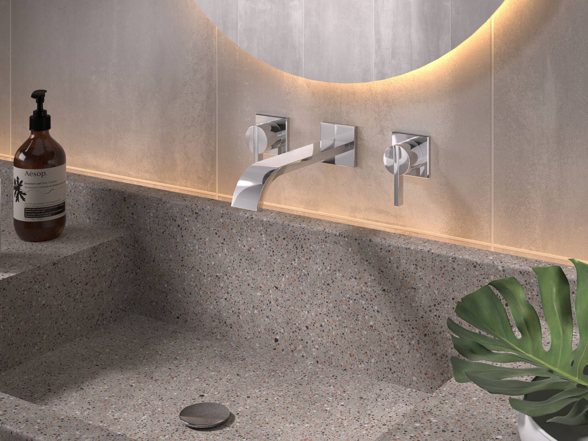 Llave de muro para lavabo l&iacute;nea M&uacute;nich en cromo pulido,,hi-res image number null