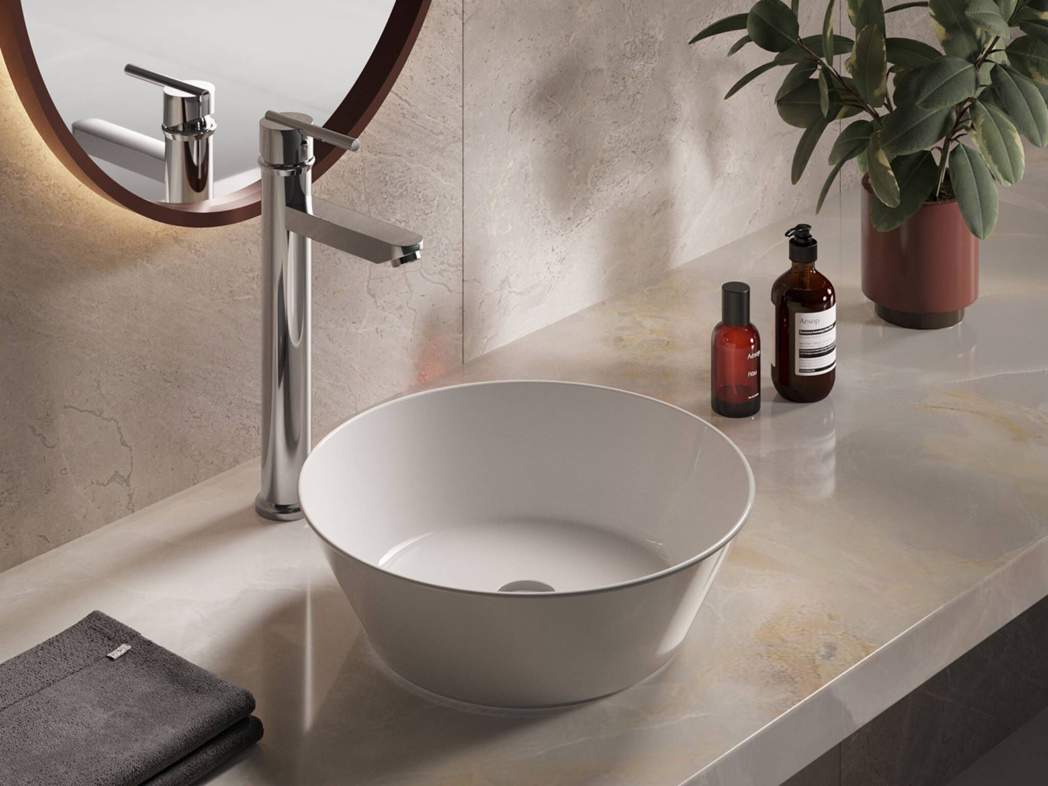 Llave monomando alta para lavabo l&iacute;nea Oslo&reg; en cromo pulido,,hi-res image number null