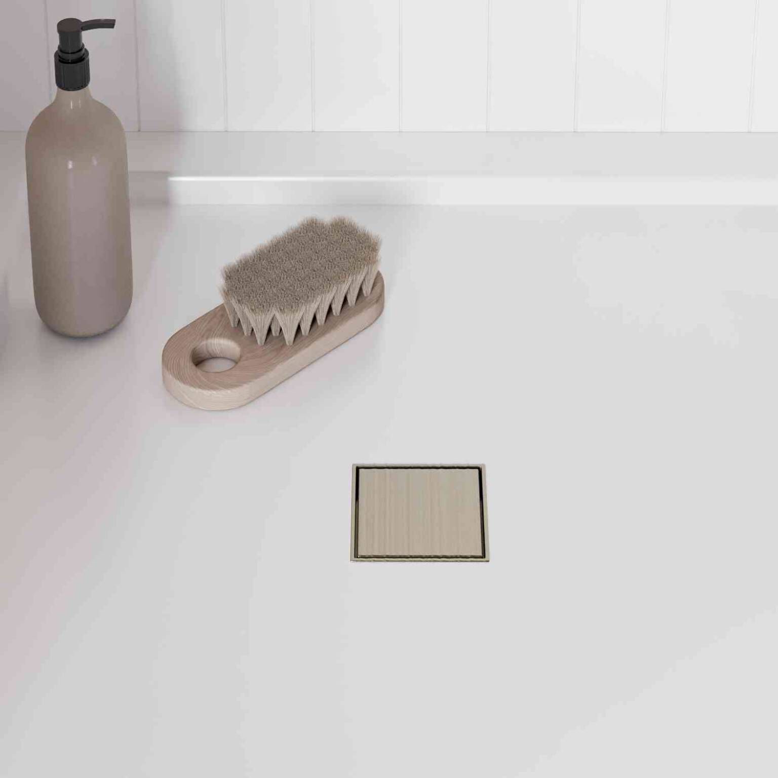 Coladera universal cuadrada para inserto cer&aacute;mico 10 x 10 cm niquel cepillado,,hi-res image number null