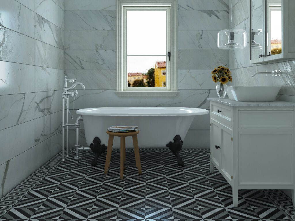 Ba&ntilde;o Cementine Blanco con Gris,,hi-res