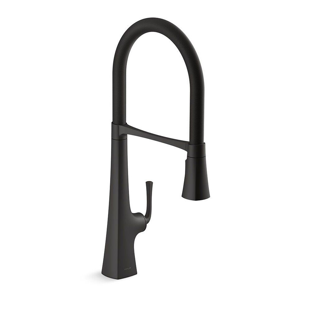 Llave monomando retr&aacute;ctil de cocina l&iacute;nea Graze en negro mate,,hi-res image number null