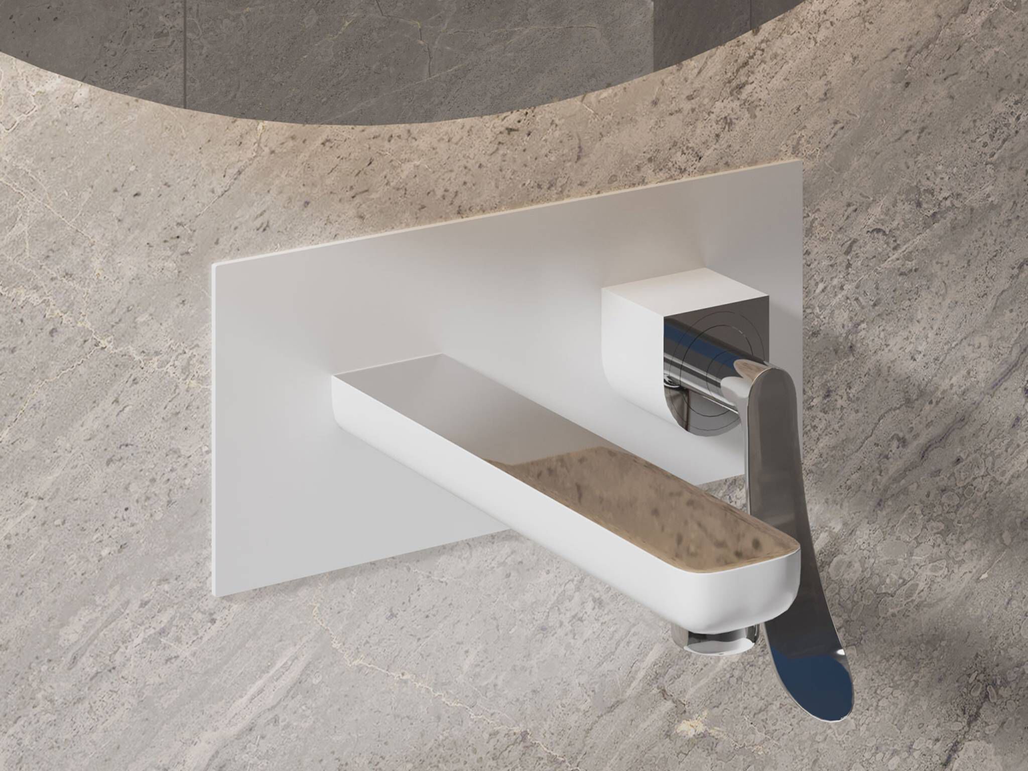 Llave de muro para lavabo l&iacute;nea Dubl&iacute;n&reg; en cromo pulido blanco,,hi-res image number null