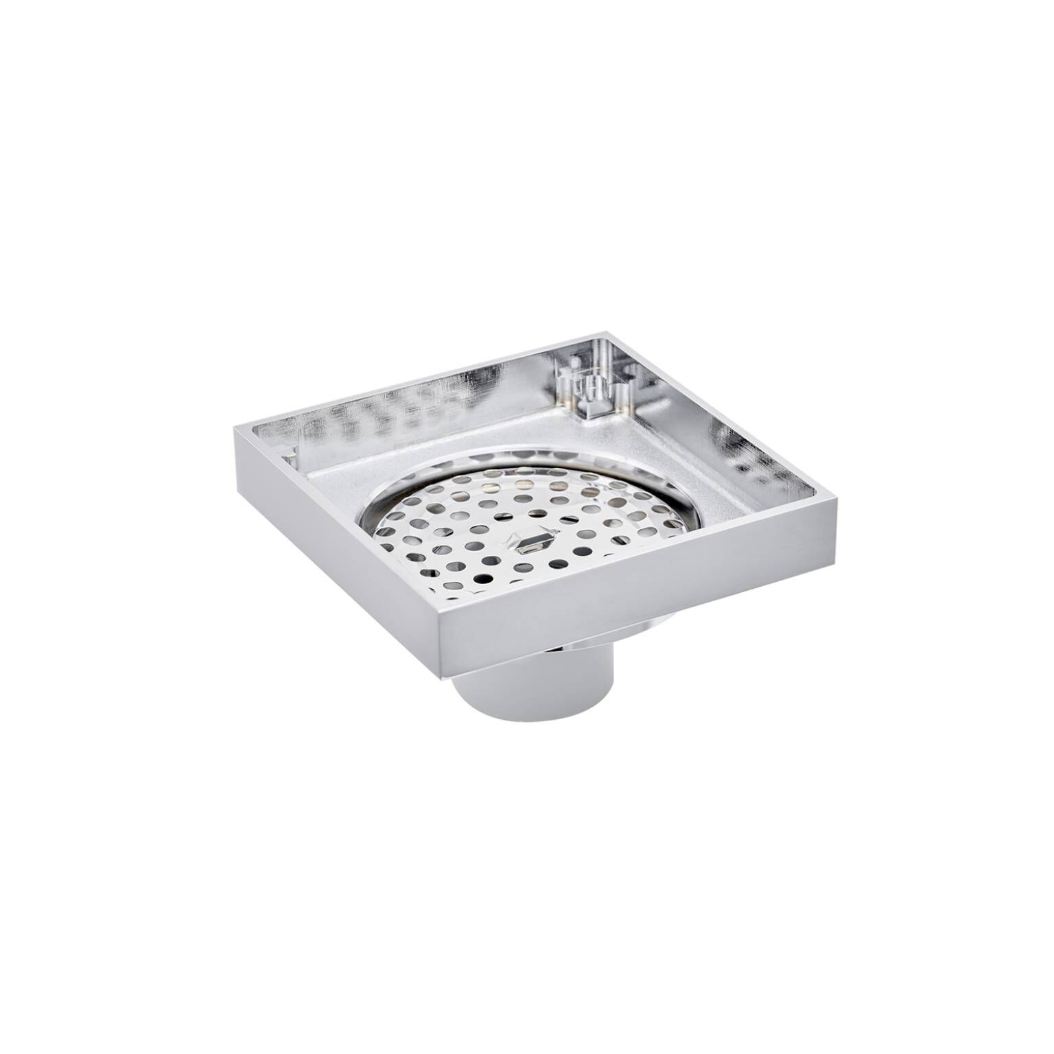 Coladera universal cuadrada para inserto cer&aacute;mico 10 x 10 cm cromo pulido,,hi-res image number null