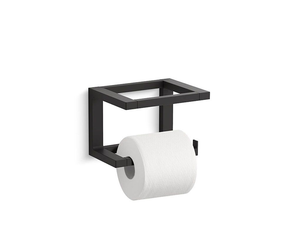 Porta papel horizontal para ba&ntilde;o l&iacute;nea Draft en negro mate,,hi-res image number null