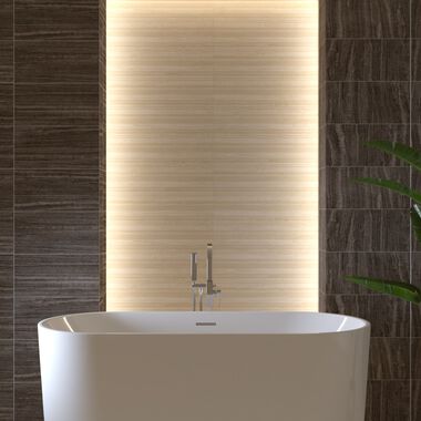 Ba&ntilde;o Thassos Travertine Beige con Gris