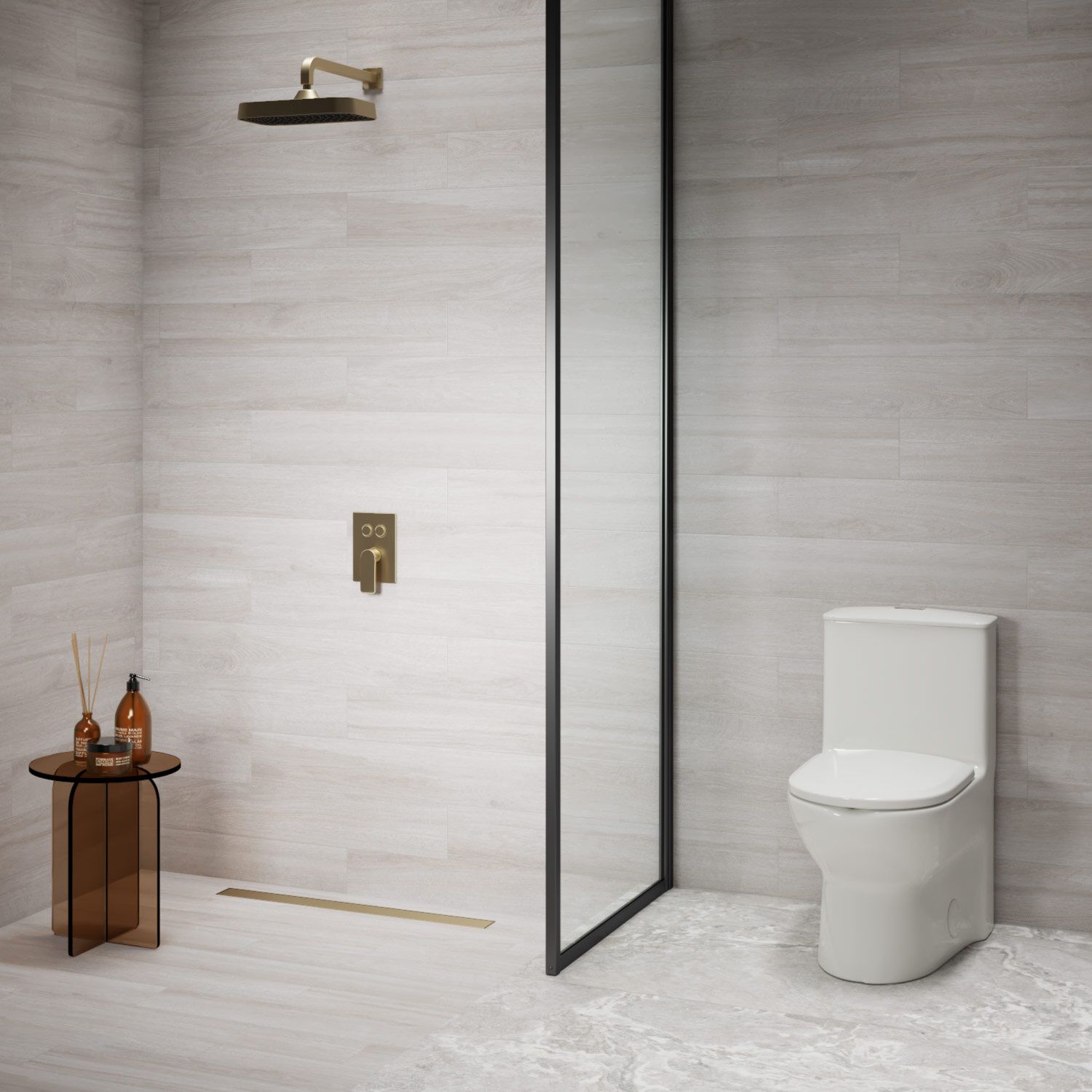 Coladera universal rectangular de acero inoxidable 8x80cm dorado satinado,,hi-res image number null