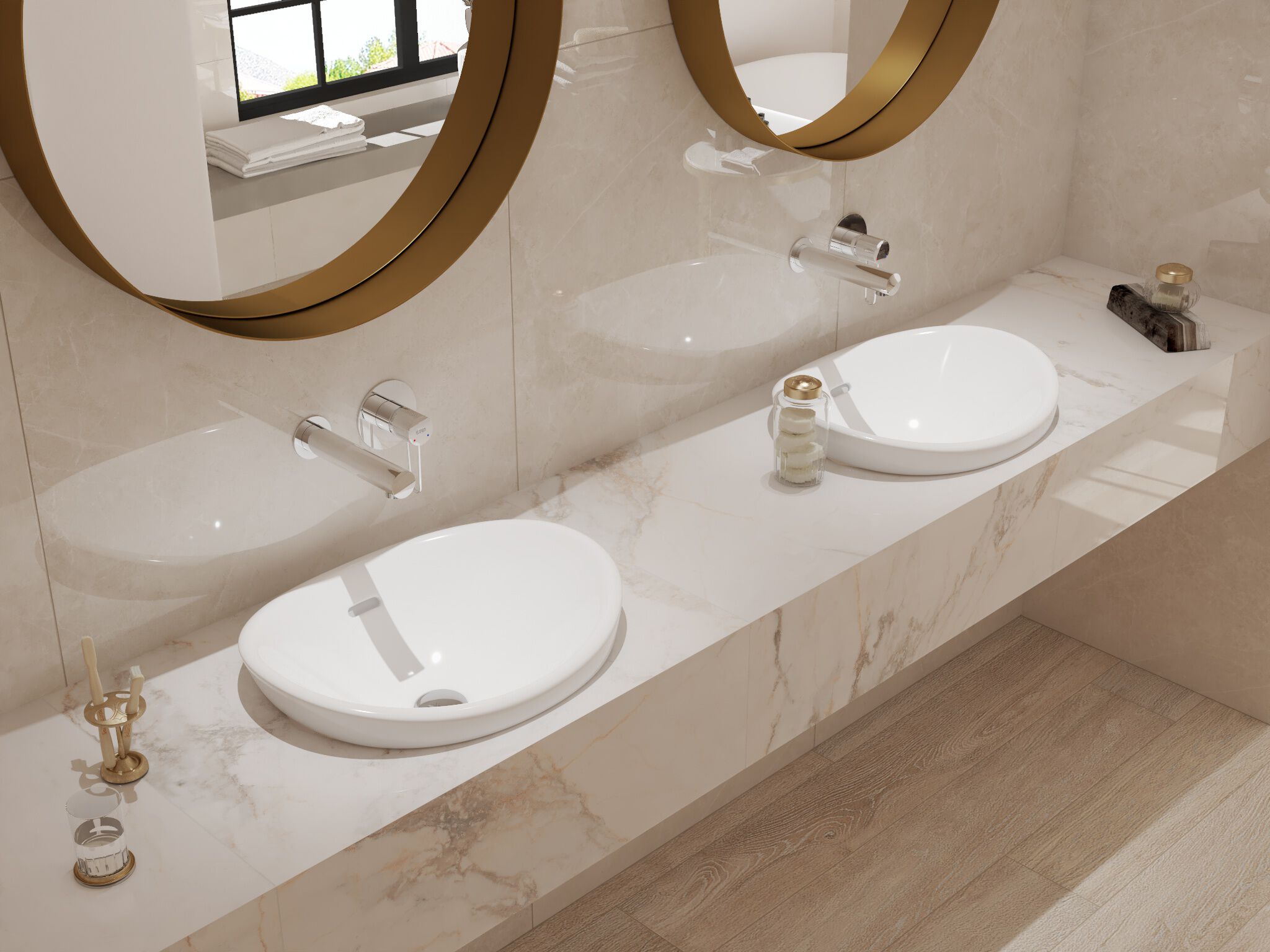 Lavabo híbrido línea Essen Round en blanco aperlado,,hi-res image number null