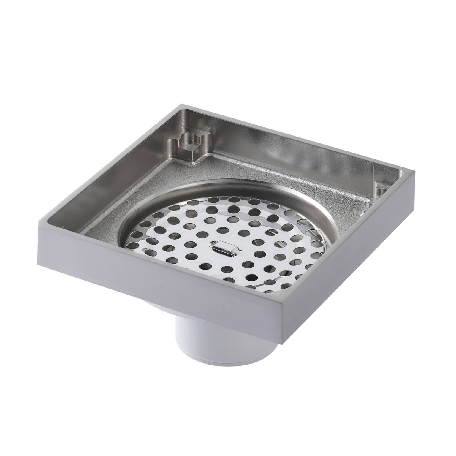 Coladera universal cuadrada para inserto cer&aacute;mico 10 x 10 cm cromo pulido,,hi-res