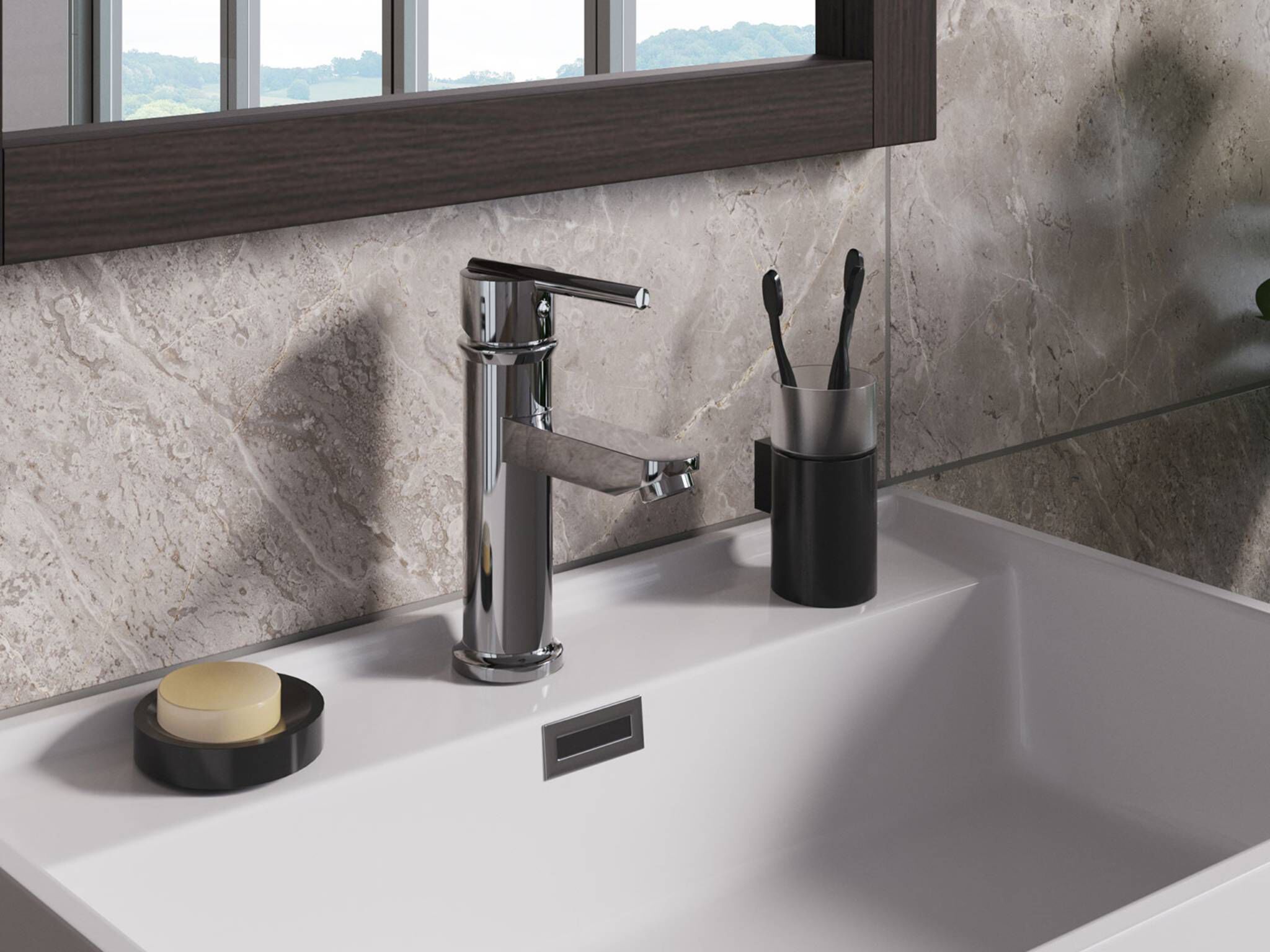 Llave monomando baja para lavabo l&iacute;nea Oslo&reg; en cromo pulido,,hi-res image number null