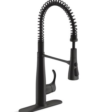 Llave monomando retr&aacute;ctil para cocina l&iacute;nea Simplice en negro mate
