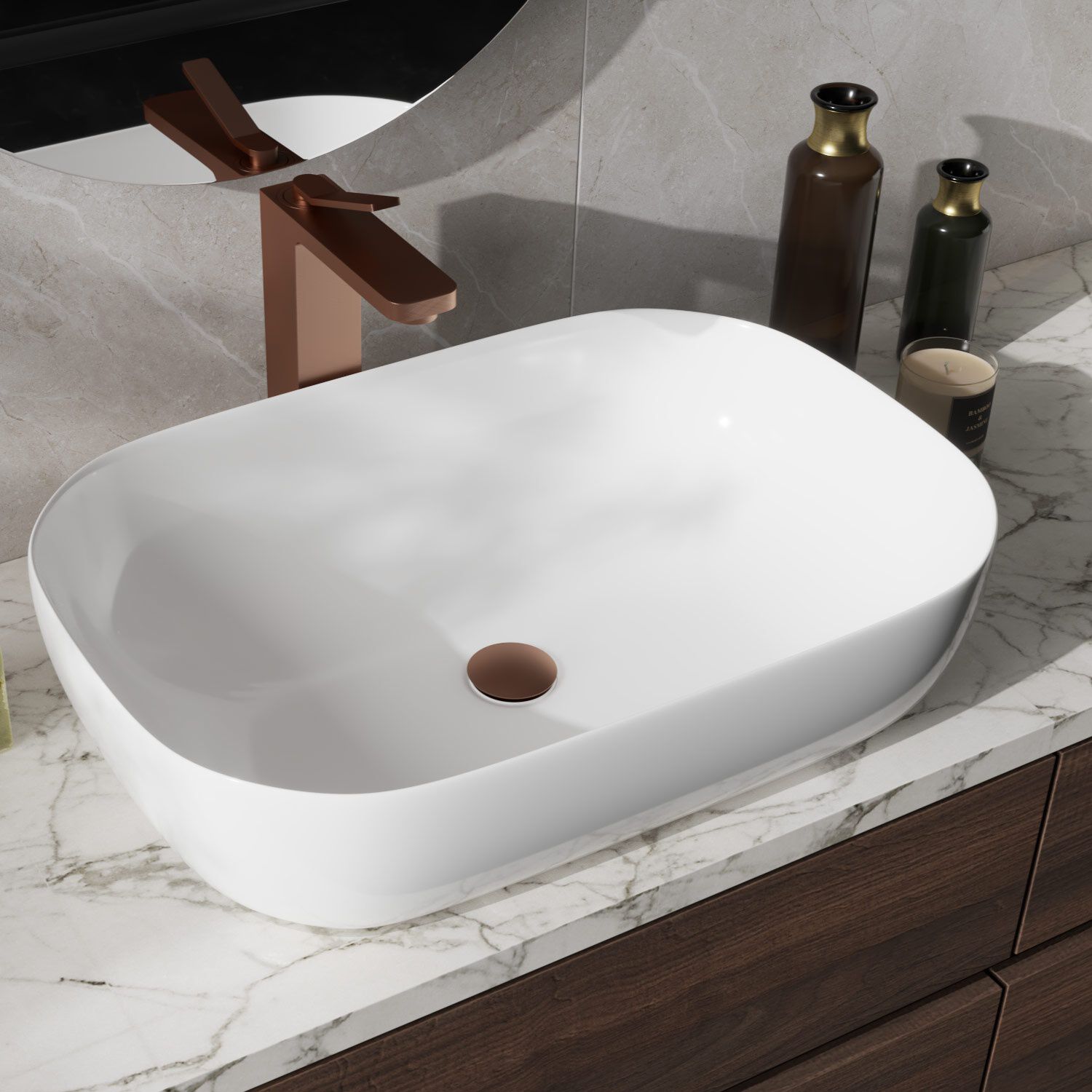 Desague Universal De Pop Up Con Rebosadero Para Lavabo Bronce,,hi-res image number null