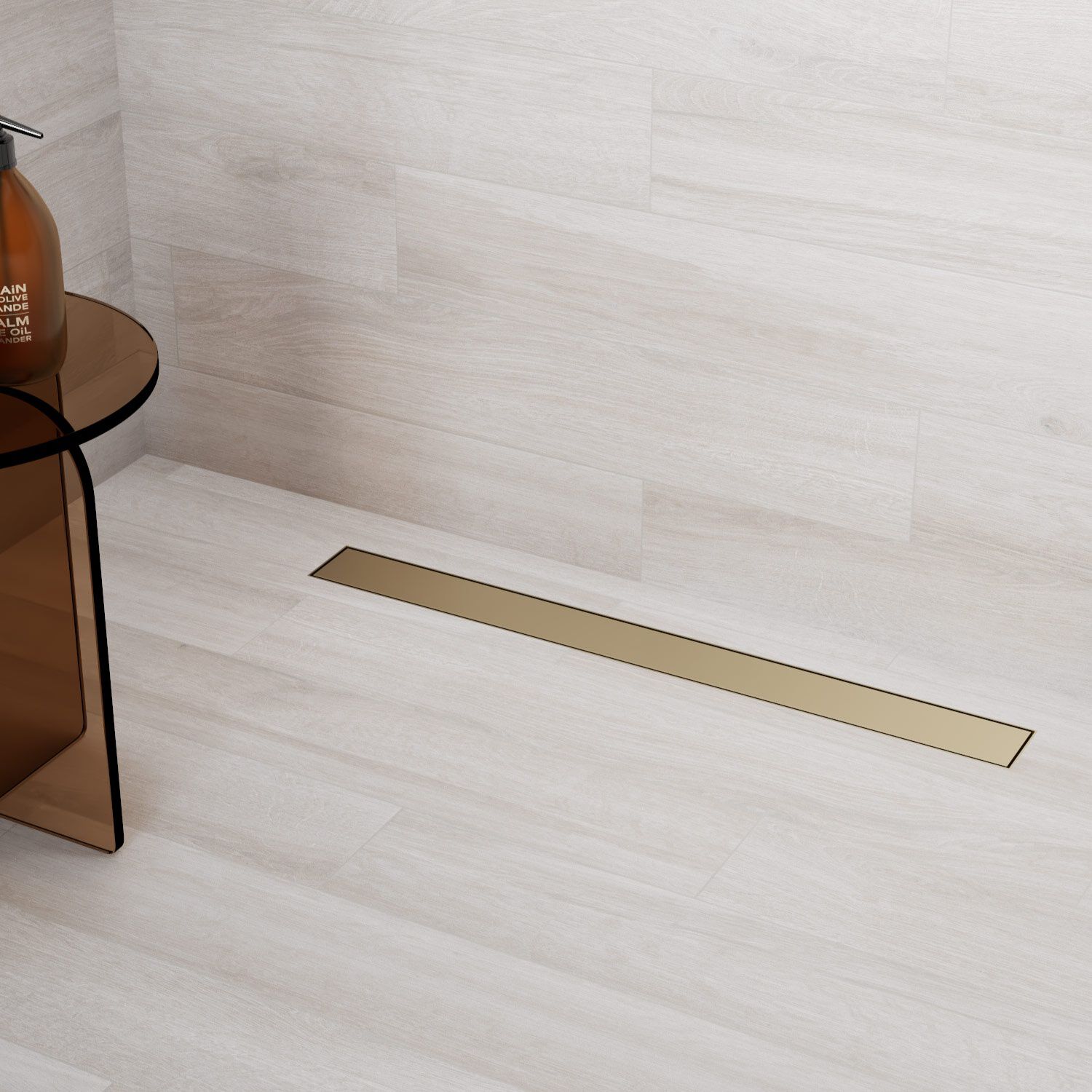 Coladera universal rectangular de acero inoxidable 8x80cm dorado satinado,,hi-res image number null